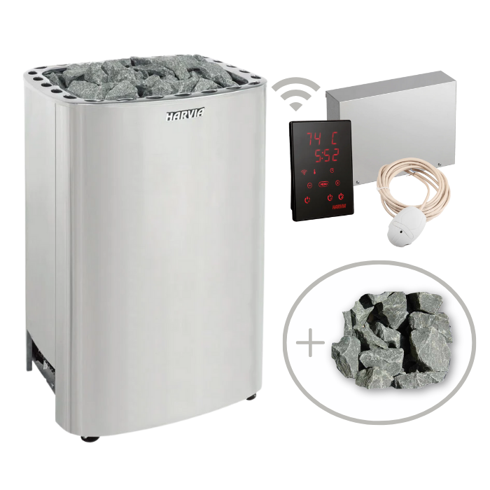 Harvia Club 240V/208V Electric Sauna Heater Package w/ Digital Controller and Wifi and Stones