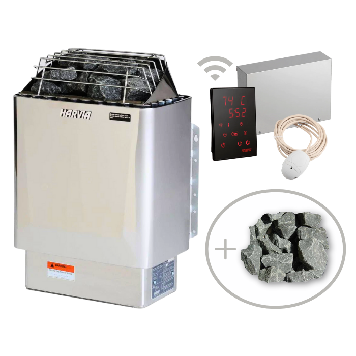 Harvia KIP 240V/208V Electric Heater Package w/ Digital Controller and Wifi and Stones