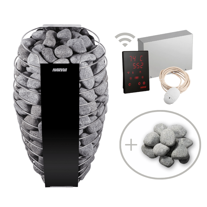 Harvia Spirit 240V Electric Heater Package w/ Digital Controller and Wifi and Stones