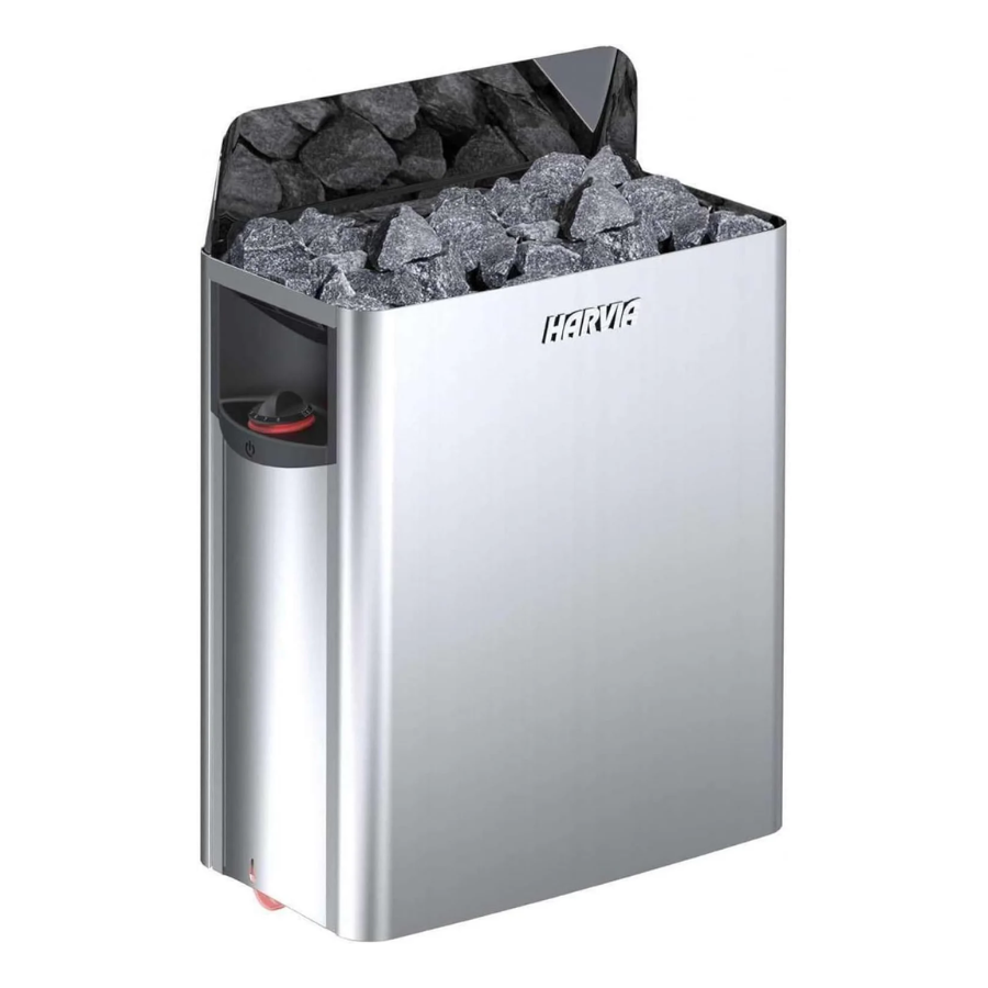 Harvia The Wall 6/8kW 240V Stainless Steel Electric Heater Package w/ Built-In Knob Controls and Stones