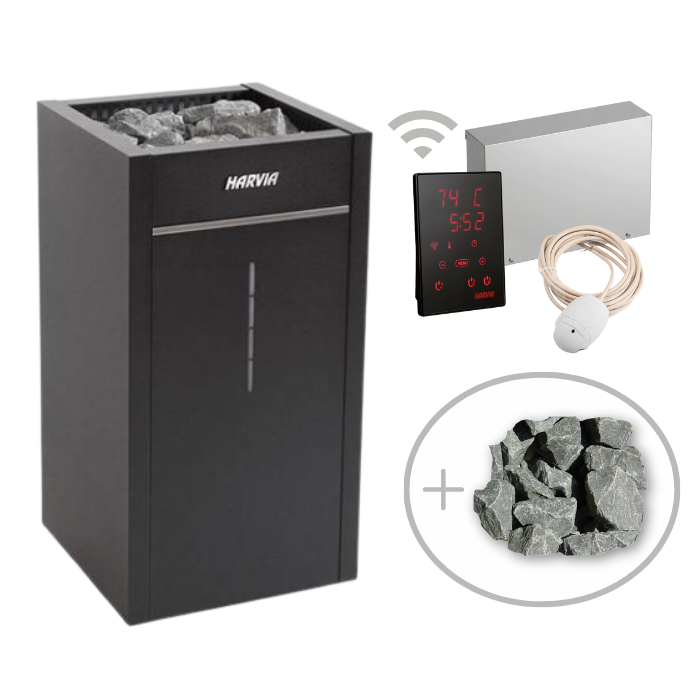 Harvia Virta Combi 240V Electric Heater & Steamer Package w/ Digital Controller and Wifi and Stones