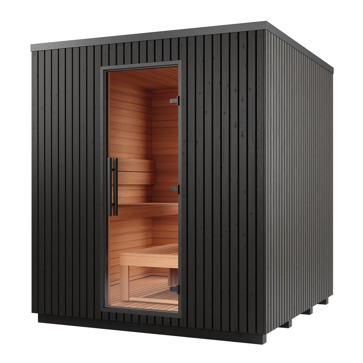 Auroom Garda pre-assembled outdoor sauna ready for crane or forklift placement