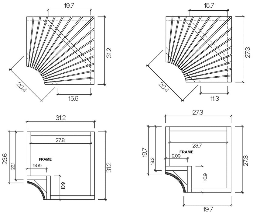 Alder Prebuilt Sauna Bench Corner