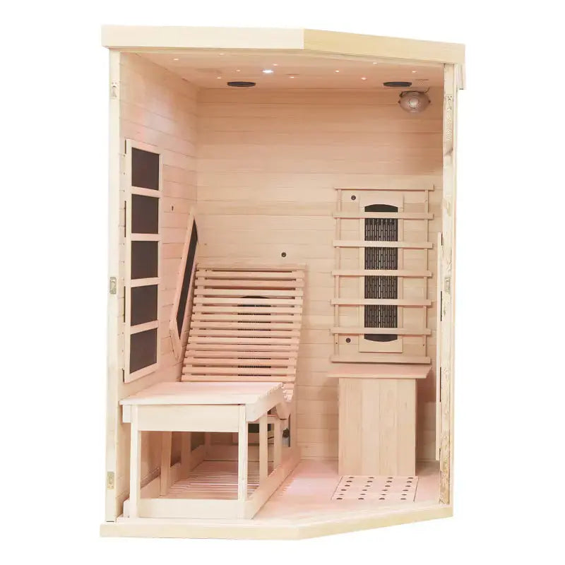 Anyi 2 Person Far Infrared Indoor Sauna w/ Ergo Recliner Bench