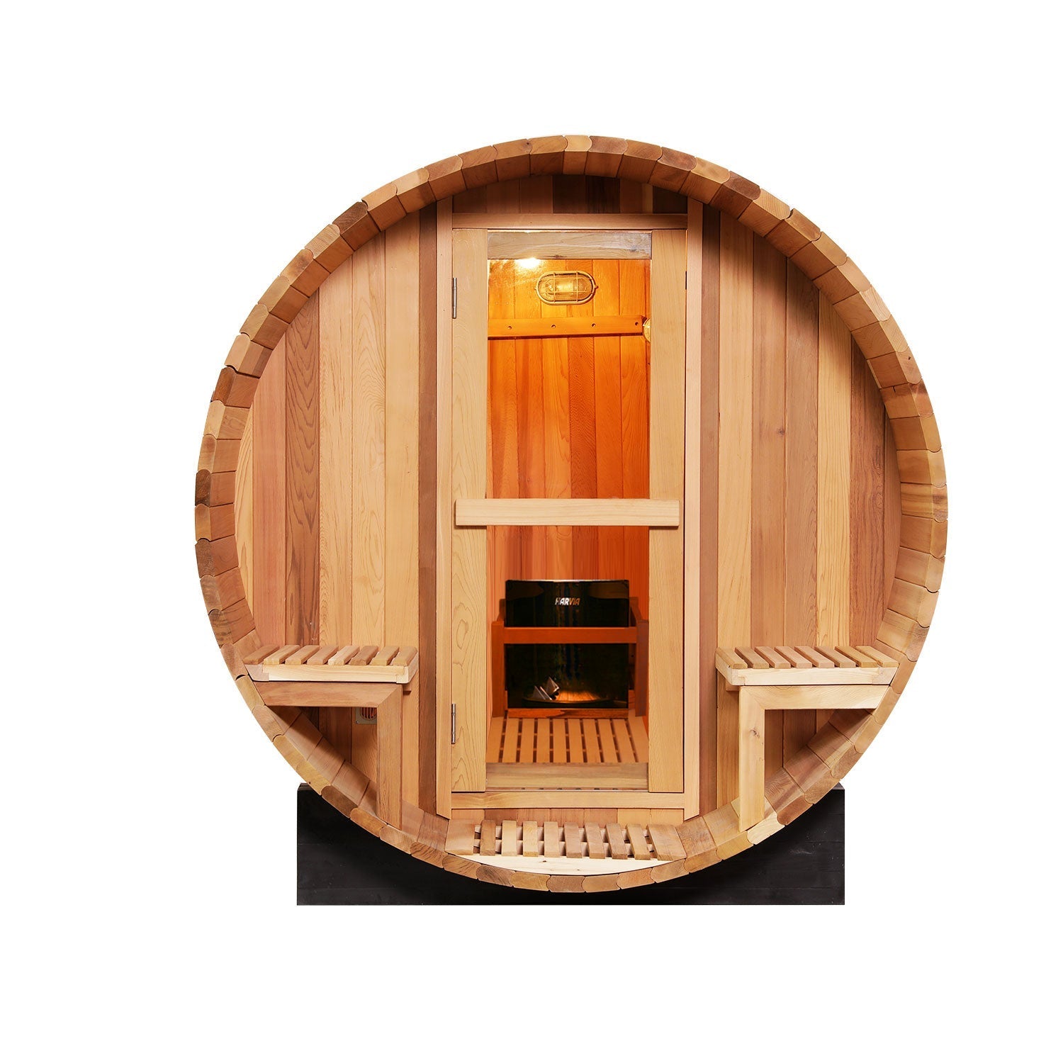 Anyi 6 Person Outdoor Traditional Barrel Sauna with Front Porch