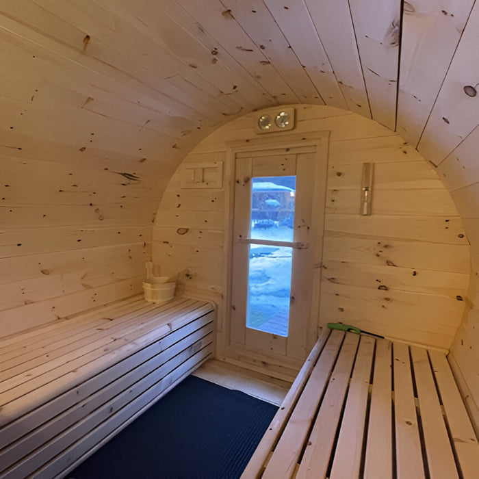 Barrel sauna interior door