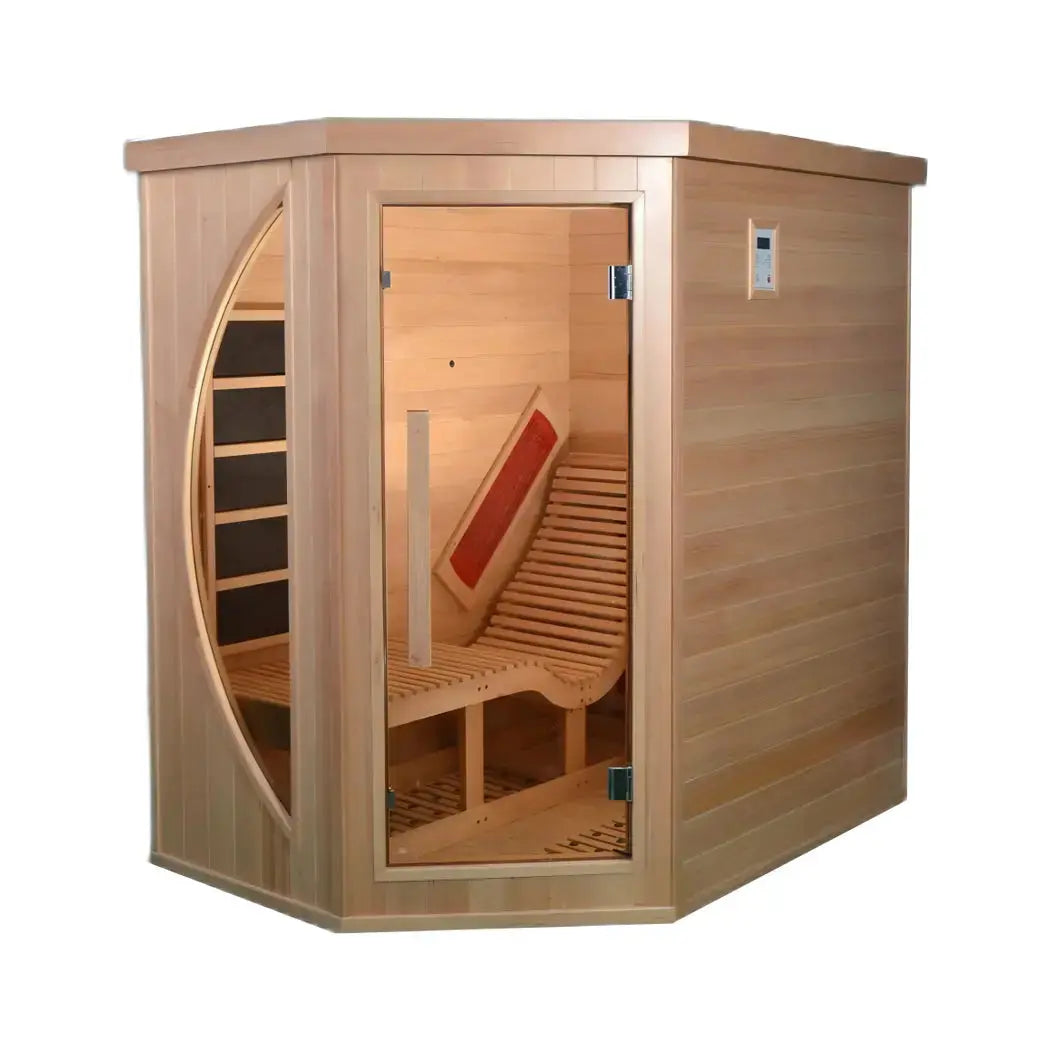 Anyi 2 Person Far Infrared Indoor Sauna w/ Ergo Recliner Bench