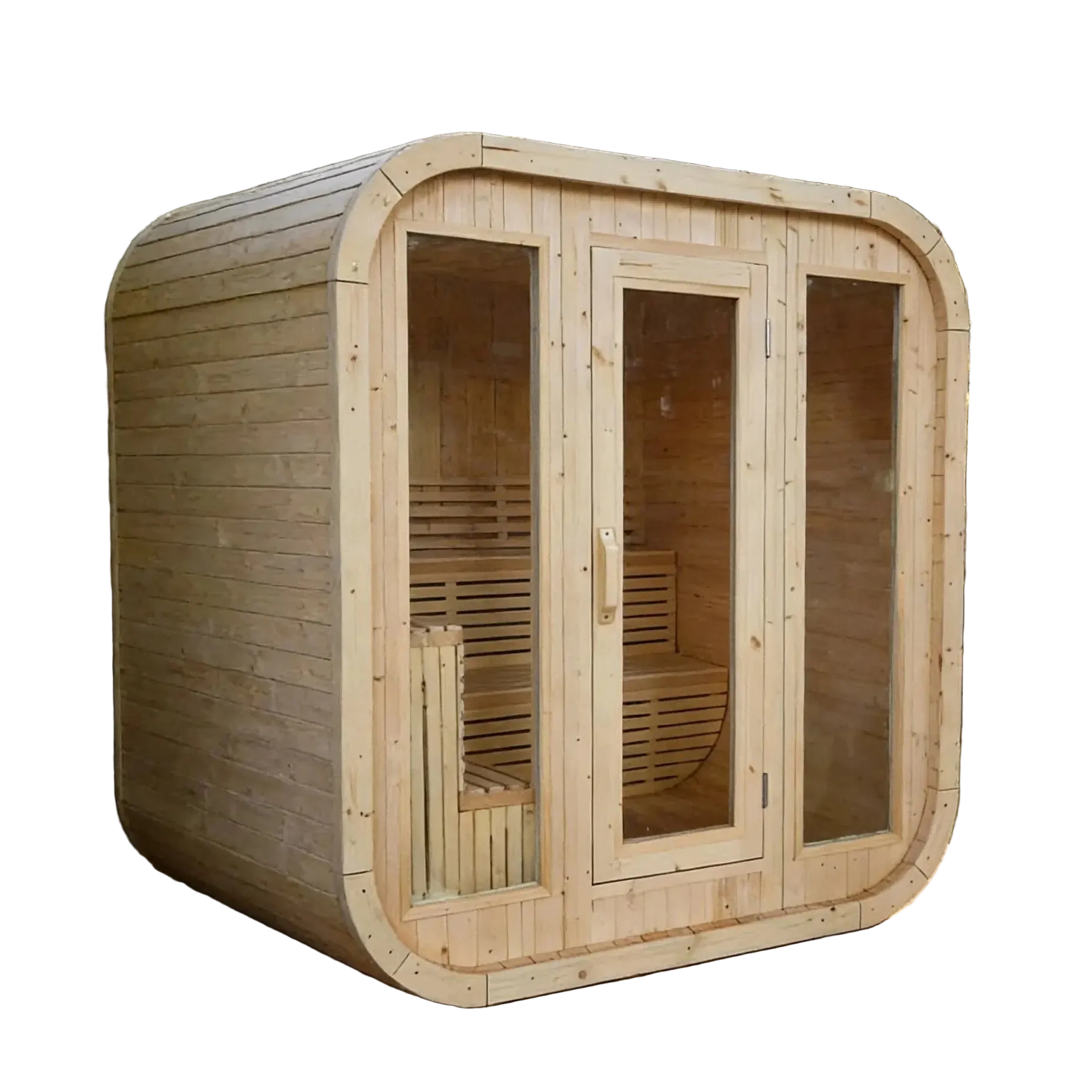 Anyi 4-6 Person White Pine Outdoor Traditional Cube Sauna