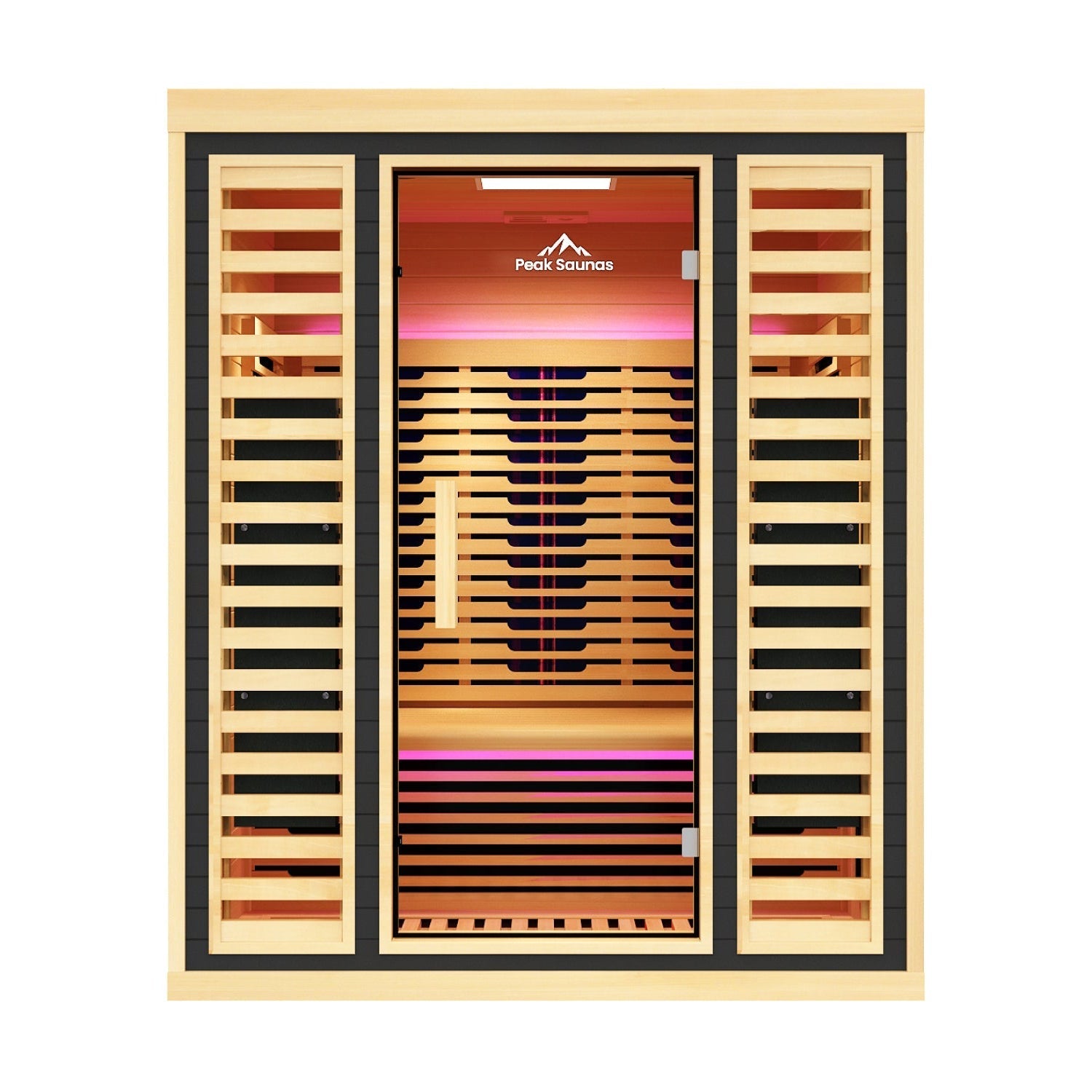 Peak Saunas Denali 3-Person Indoor Full Spectrum Infrared Sauna with Two XL Medical-Grade Red Light Therapy Panels & Smart WiFi App Control