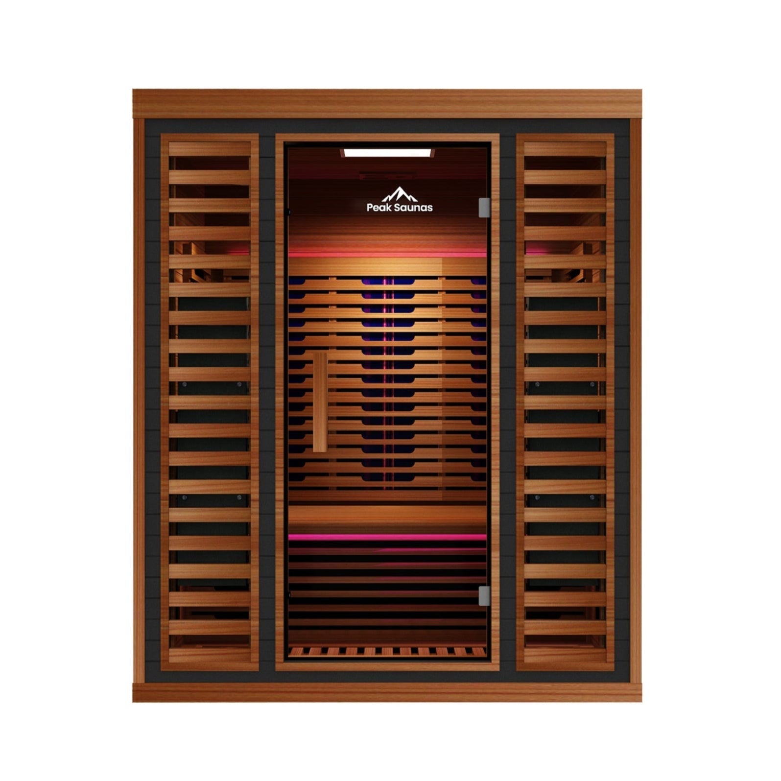 Peak Saunas Matterhorn 3-Person Indoor Full Spectrum Infrared Sauna with Two XL Medical-Grade Red Light Therapy Panels & Smart WiFi App Control