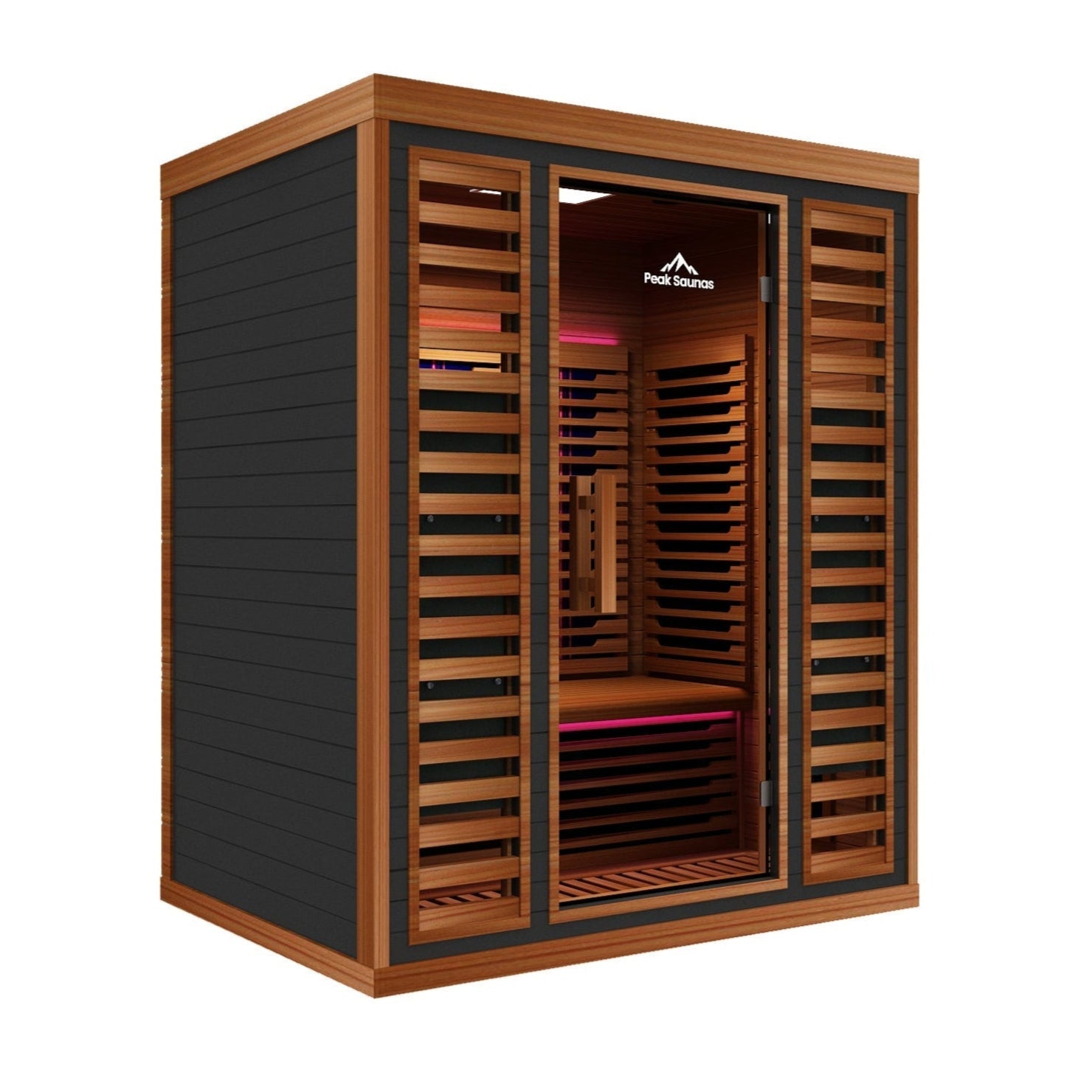 Peak Saunas Matterhorn 3-Person Indoor Full Spectrum Infrared Sauna with Two XL Medical-Grade Red Light Therapy Panels & Smart WiFi App Control