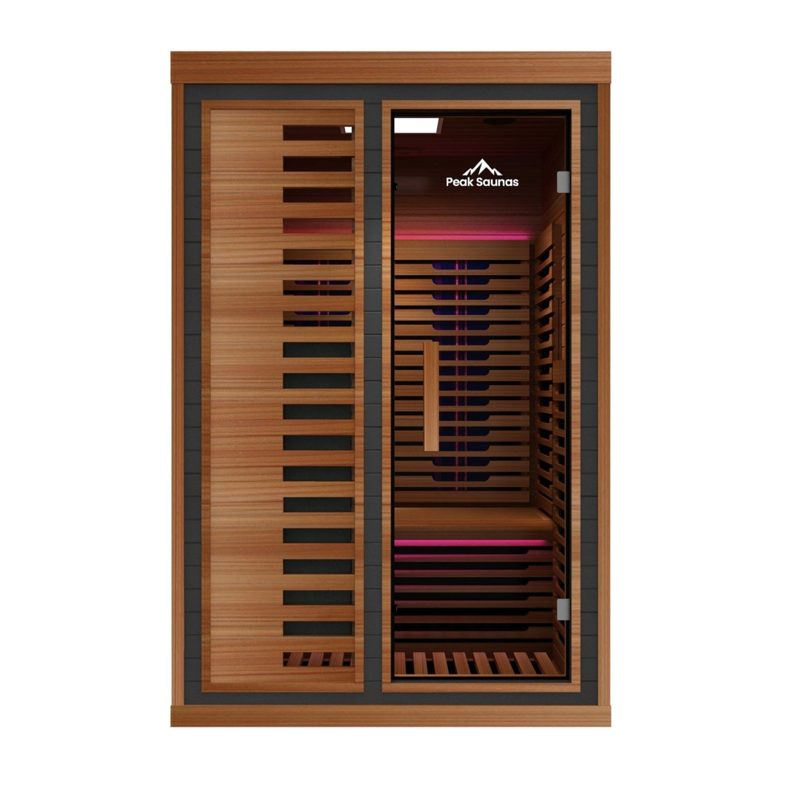 Peak Saunas Fuji 2-Person Indoor Full Spectrum Infrared Sauna with XL Medical-Grade Red Light Therapy & Smart WiFi App Control