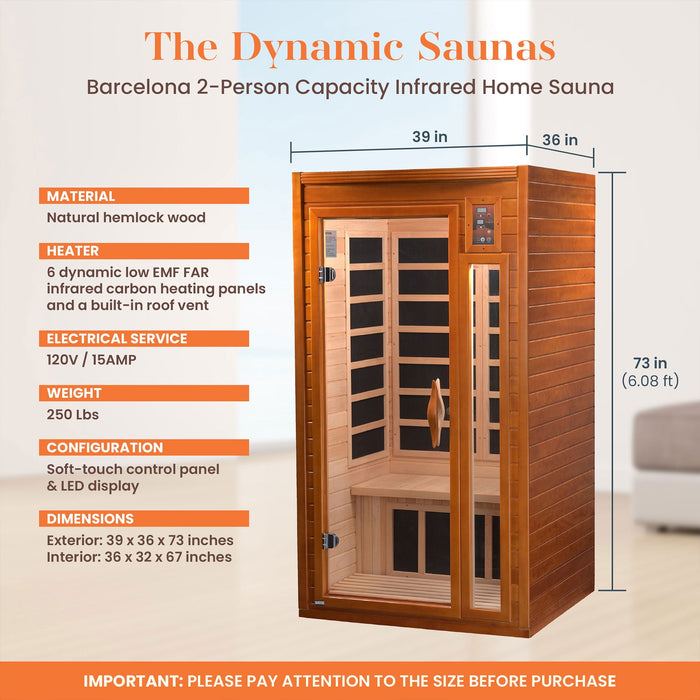 Dynamic Barcelona 1-2 人低 EMF 远红外桑拿房 | DYN-6106-01