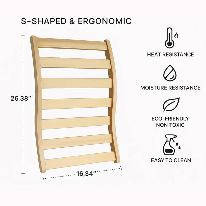 Wizzisaunas S-Shaped Ergonomic Hemlock Sauna Backrest - image 7