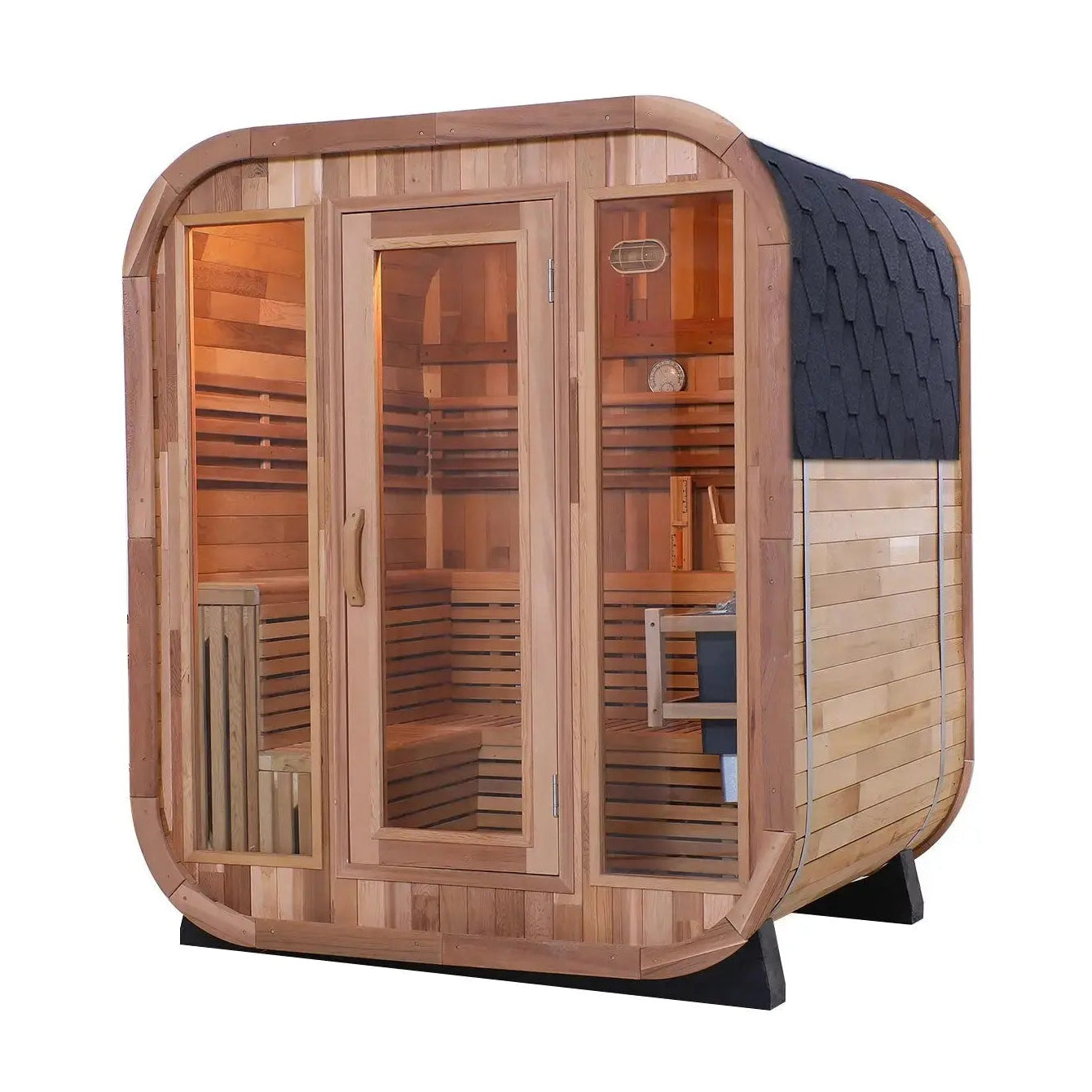 Anyi 5-6 Person Red Cedar Outdoor Traditional Cube Sauna