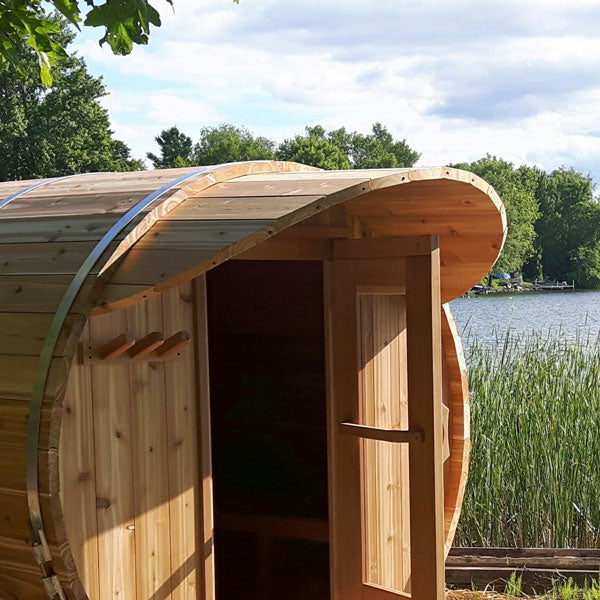 Cedar Roof Extension for Barrel Sauna