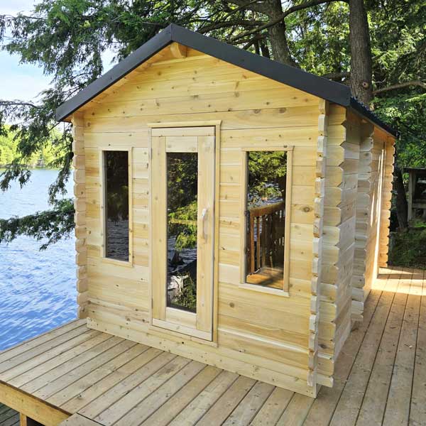 Dundalk Leisurecraft Canadian Timber 6 Person Georgian Outdoor Traditional Cabin Sauna with Changeroom | CTC88CW