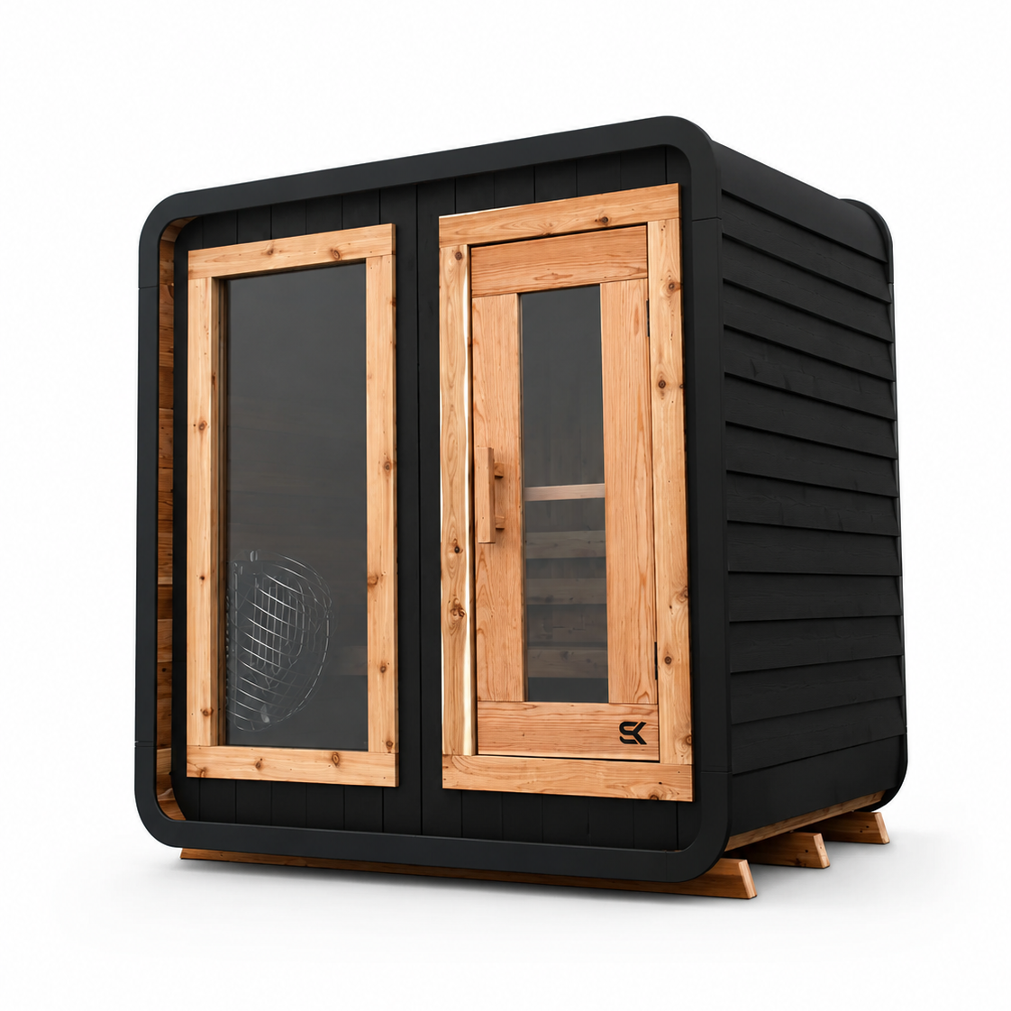 Sweat Kingdom USA Made 4 Person Blackout Sweat Cabin Indoor/Outdoor Traditional Sauna | SK-CABIN-4P-BO