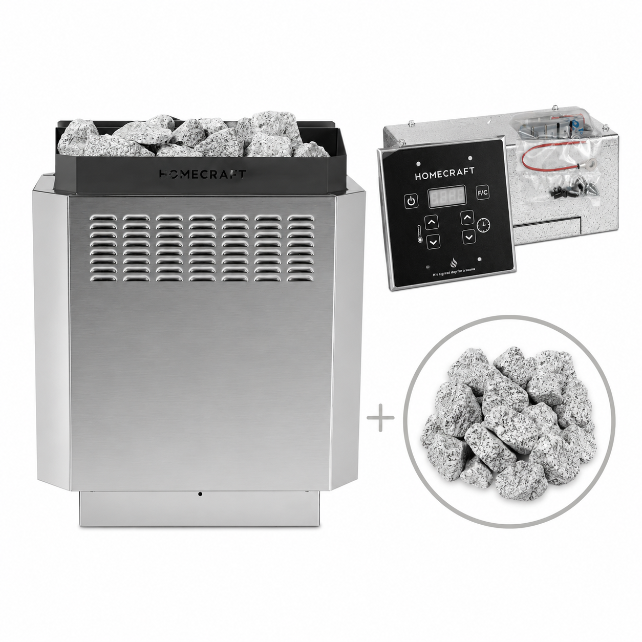 Homecraft H-Series 6/7.5/9kW 240V/208V Electric Heater Package w/ Touchpad Control, Contactor and Stones