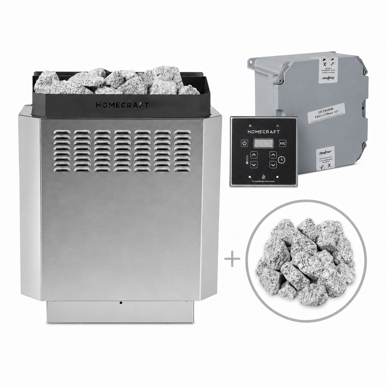 Homecraft H-Series 6/7.5/9kW 240V/208V Electric Heater Package w/ Touchpad Control, Contactor and Stones