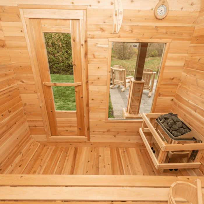 Sauna Door - 23x65" Cedar w/ Glass Insert, Door Frame, Hinges, and Handles
