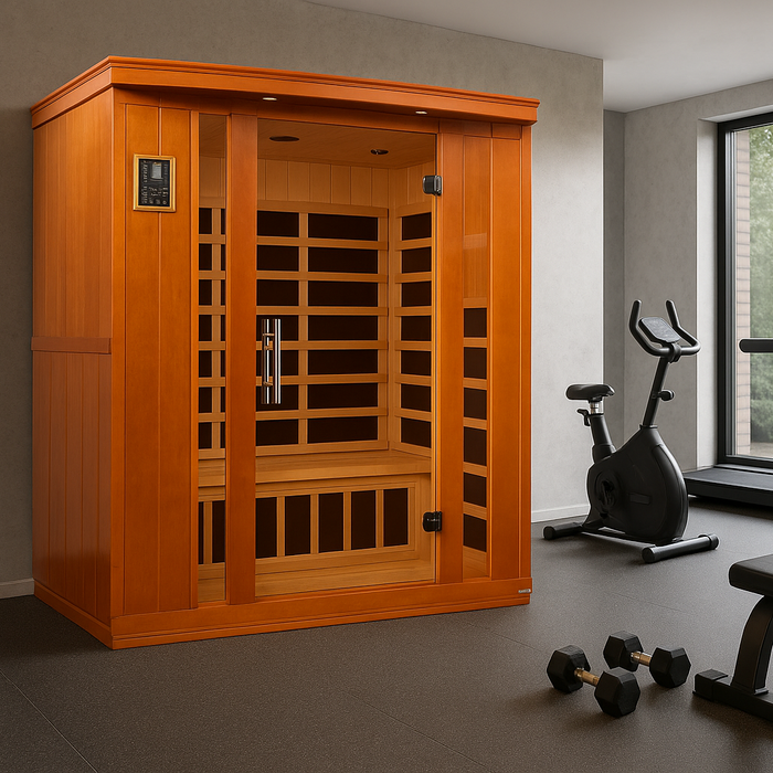 Dynamic Bellagio 3-person Low EMF FAR Indoor Infrared Sauna + Red Light Therapy | DYN-6306-02