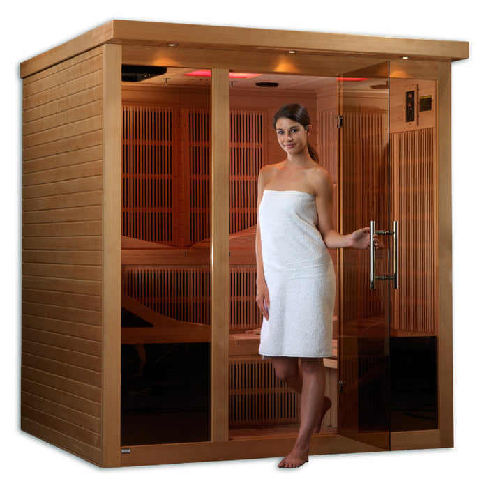 Golden Designs Monaco 6-person Near Zero EMF FAR Infrared Sauna + Red Light Therapy | GDI-6996-01