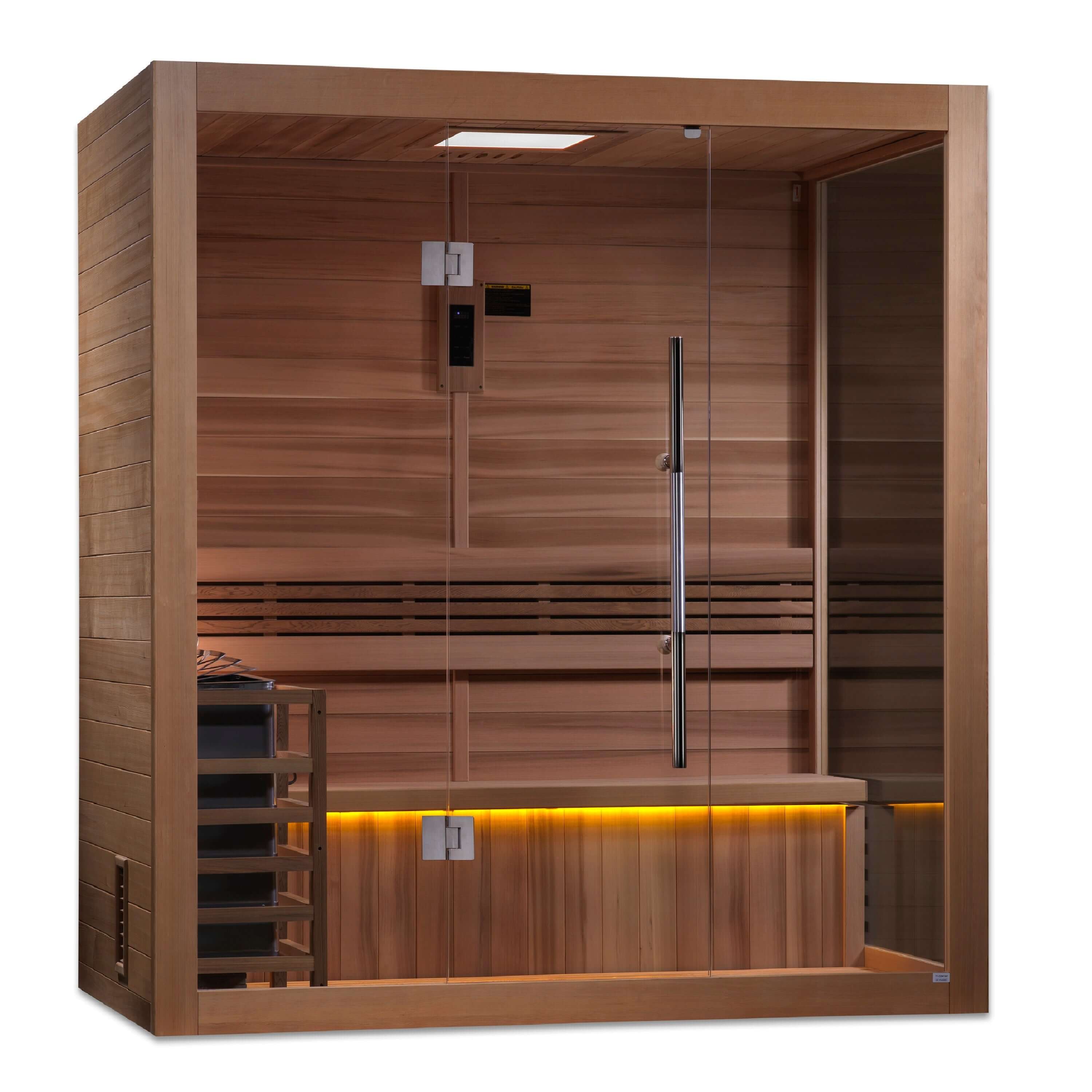 Golden Designs Forssa 3-Person Indoor Traditional Sauna Kit + Red Light Therapy