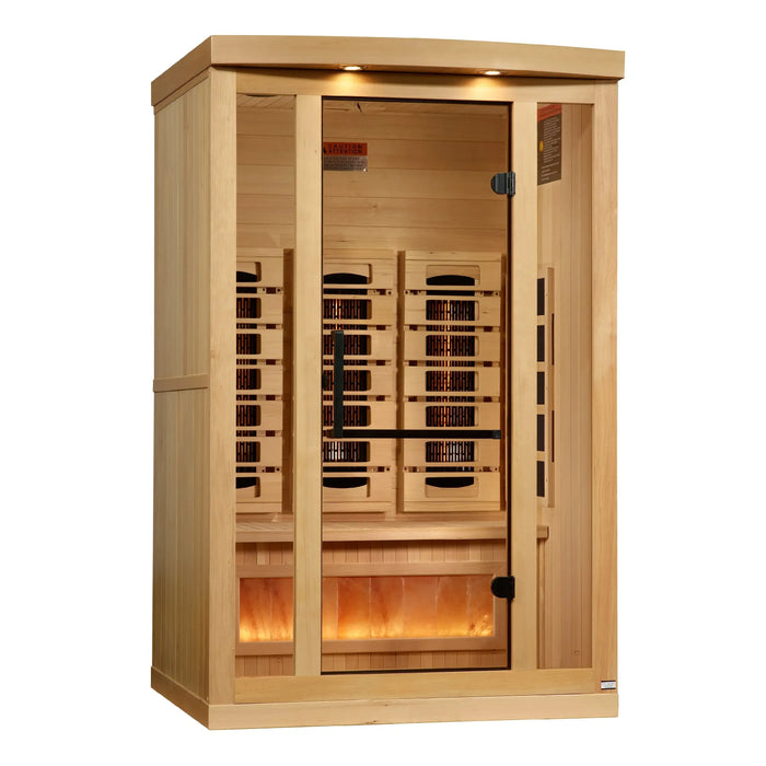 Golden Designs 2-Person Full Spectrum Near Zero EMF FAR Infrared Sauna w/ Himalayan Salt Bar | GDI-8020-03