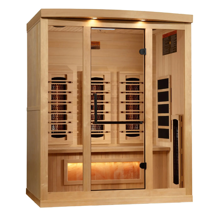 Golden Designs 3-Person Full Spectrum Near Zero EMF FAR Infrared Sauna w/ Himalayan Salt Bar | GDI-8030-03