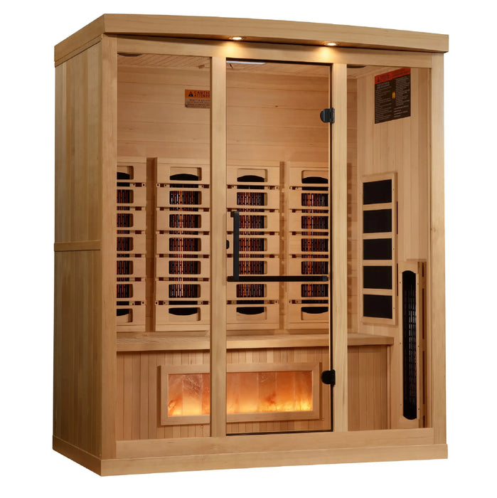 Golden Designs 4-Person Full Spectrum Near Zero EMF FAR Infrared Sauna w/ Himalayan Salt Bar | GDI-8040-03