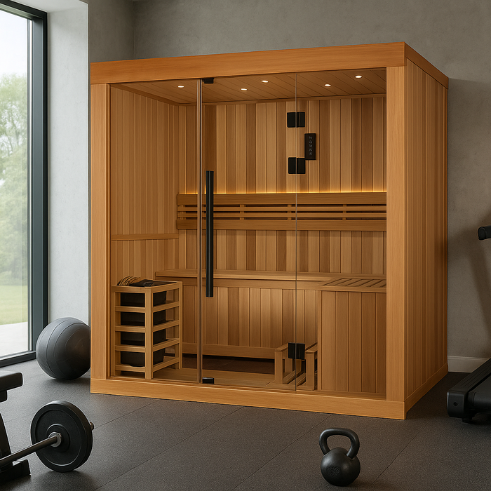 Sauna tradicional de interior para tres personas de Golden Designs Copenhagen | GDI-7389-02