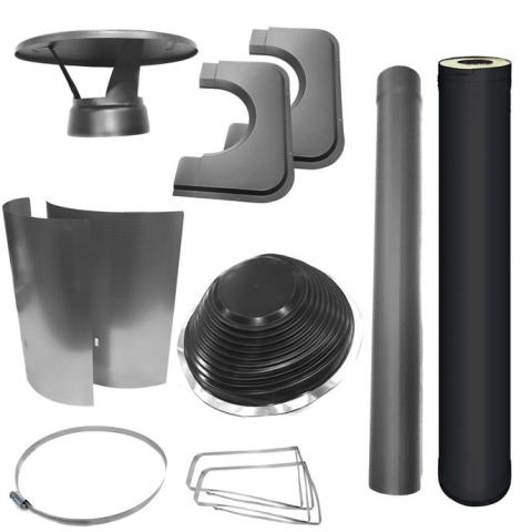 Harvia Sauna Stove Chimney Kit for Flat/Barrel Roof-Black