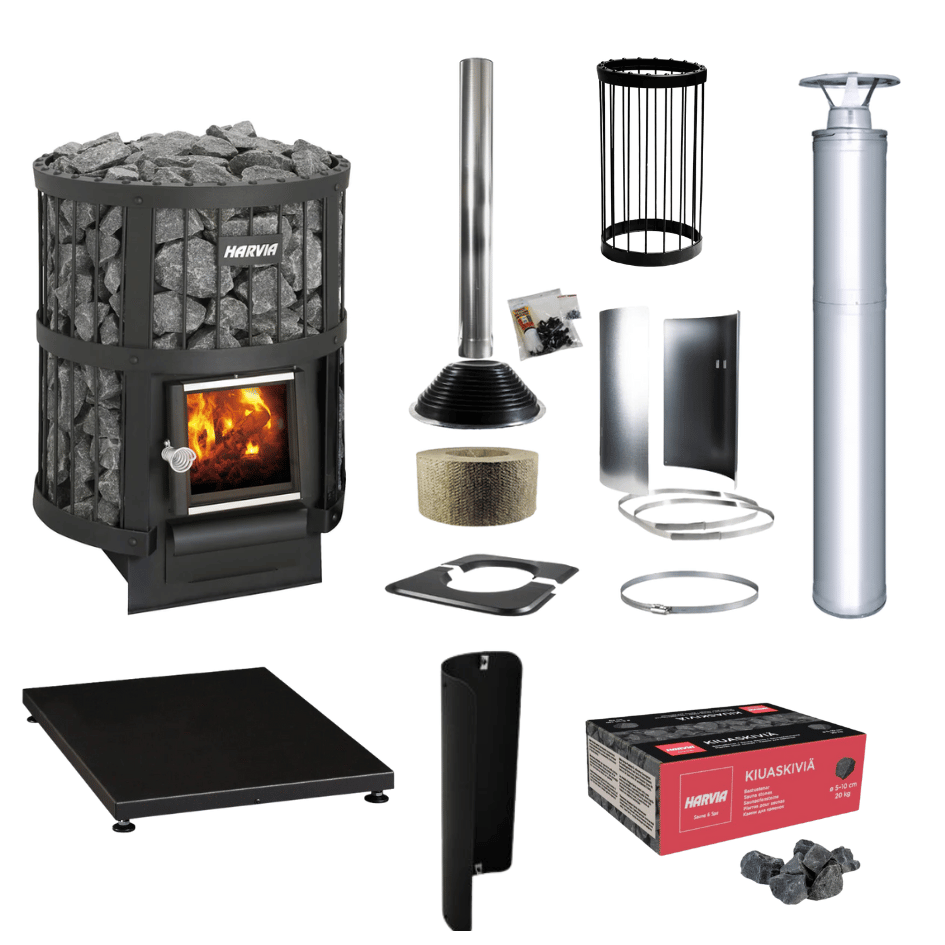 Harvia Legend 150 16kW Wood Stove Package | Chimney & Stone