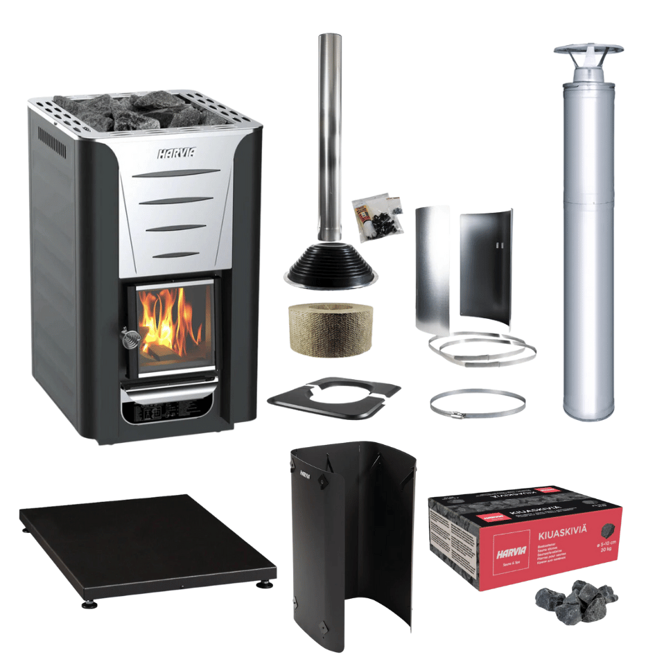 Harvia PRO 20 24kW Wood Burning Sauna Stove Package