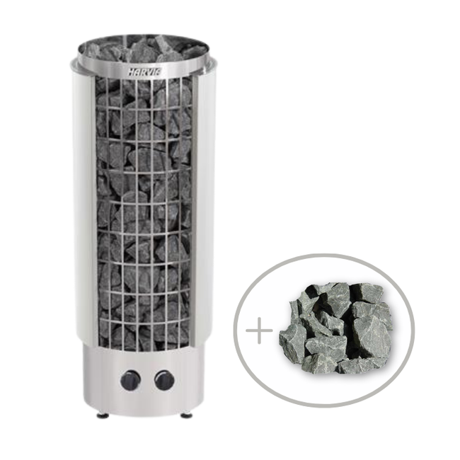 Harvia Cilindro Half Series 9kW Electric Heater Package w/ Built-In Knob Controls and Stones