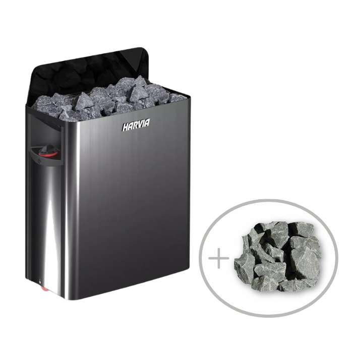 Harvia The Wall 6/8kW 240V Black Steel Electric Heater Package