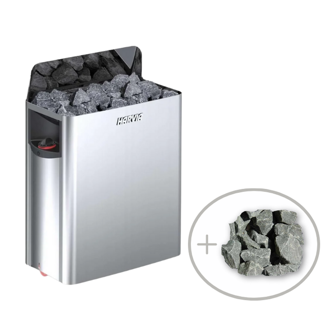 Harvia The Wall 8kW Electric Heater Package w/ Built-In Knob Controls and Stones