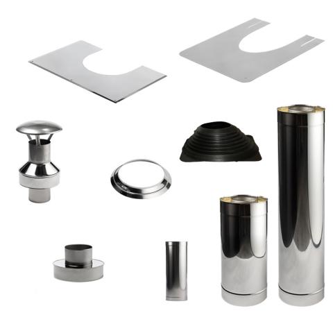 HUUM Thru-Flat or Curved Roof Sauna Chimney Kit | Stainless Steel