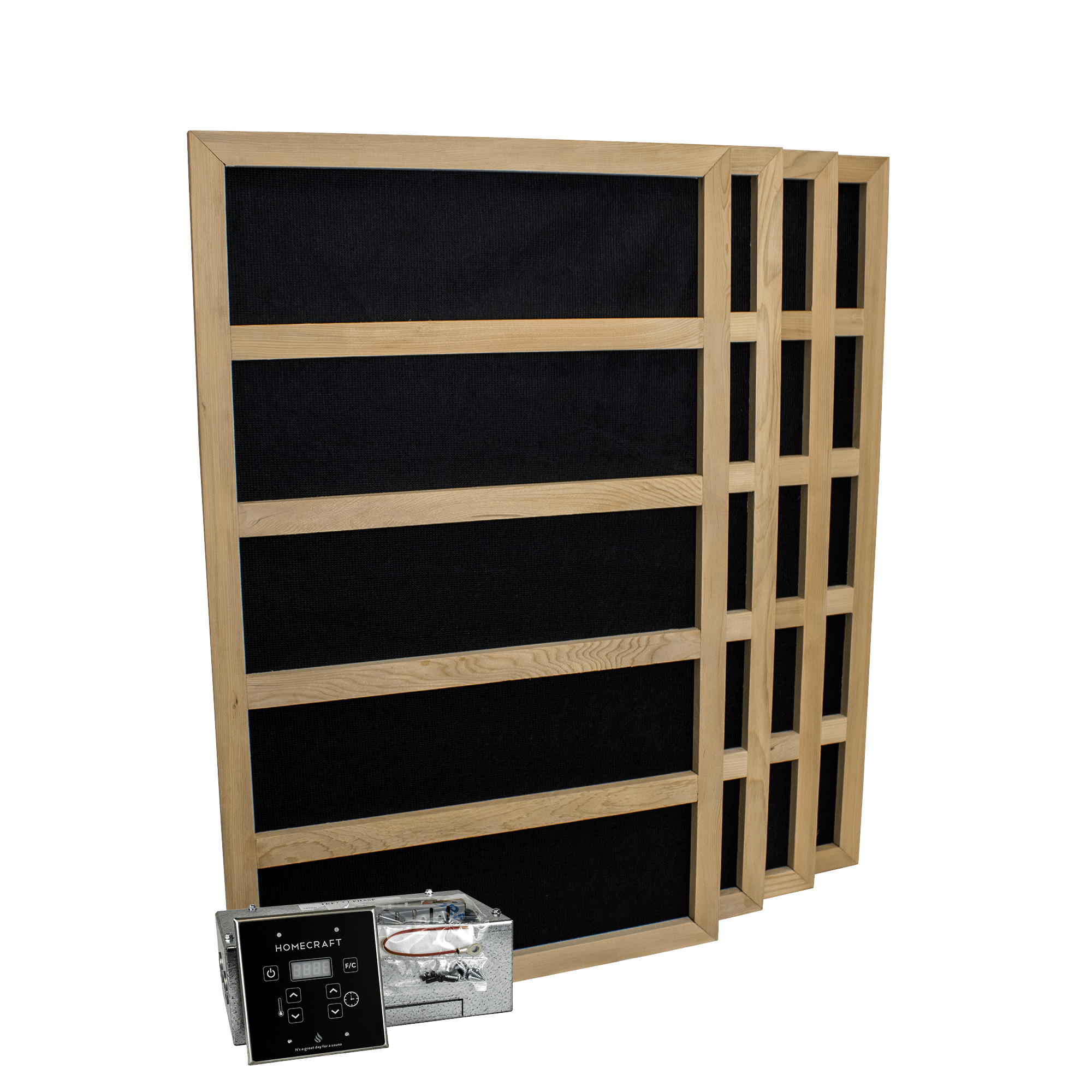 Carbon Fiber FAR Infrared Sauna Heaters w/ Digital Controller Package for 80 cu. ft. Room | 1200 WATT - 240VAC