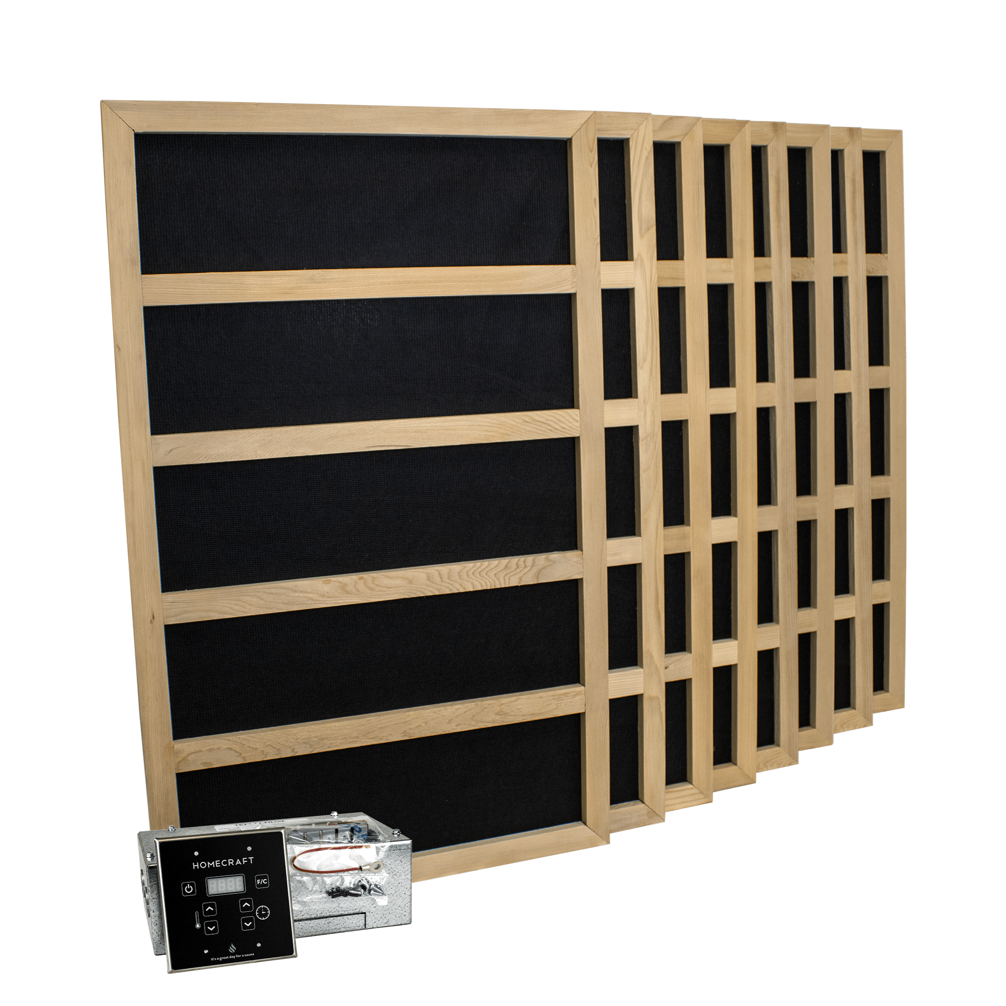 Carbon Fiber FAR Infrared Sauna Heaters w/ Digital Controller Package for 160 cu. ft. Room | 2400 WATT - 240VAC