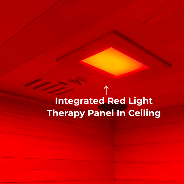 Golden Designs Nora 2-Person Hybrid Outdoor Sauna w/ Full Spectrum Infrared & Harvia Traditional Electric Heater + Red Light Therapy Kit | GDI-8222-01