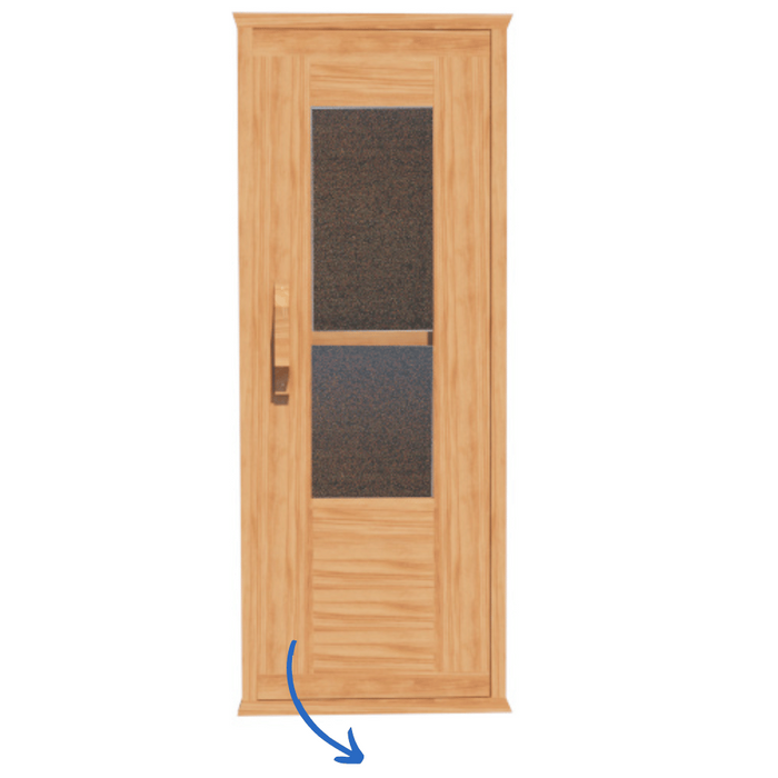 Sauna Door - 23x65" Cedar w/ Glass Insert, Door Frame, Hinges, and Handles