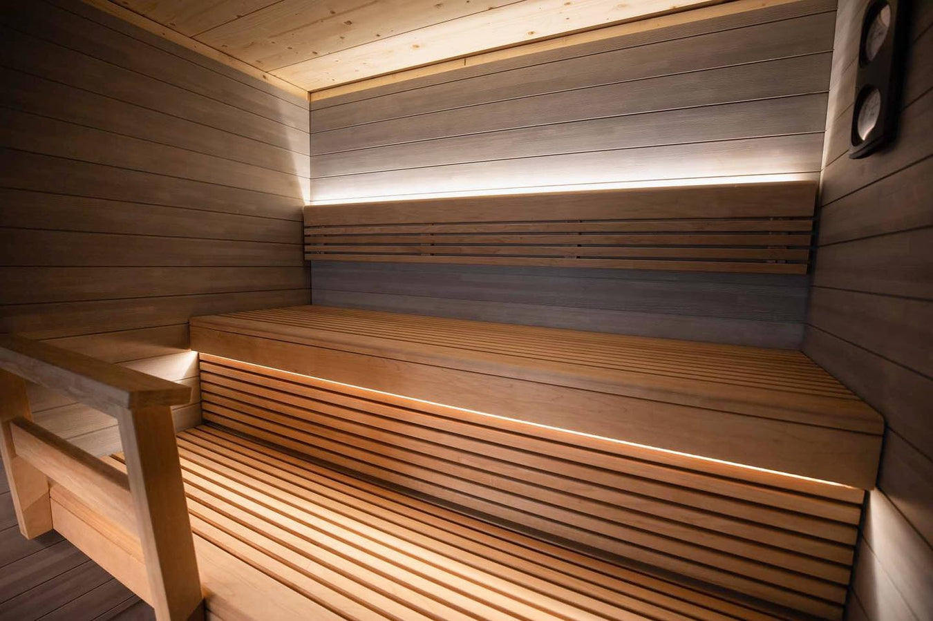 Premium Custom Sauna Benches with Bench Skirts