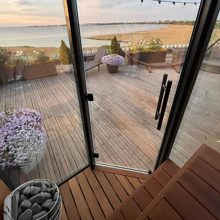 Haljas Hele Glass Mini | 3-Person Pre-Assembled Luxury Outdoor Glass Traditional Sauna