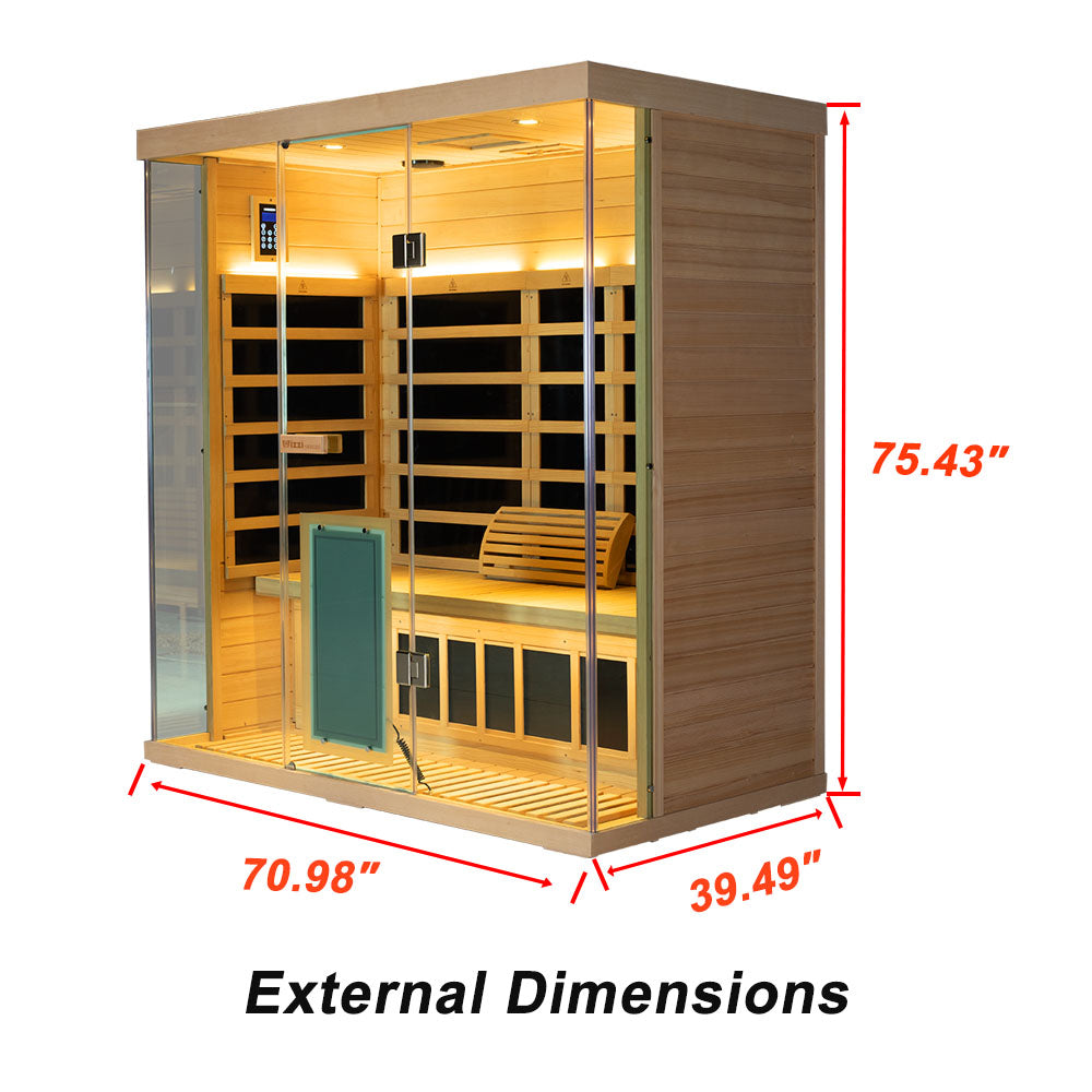 Wizzisaunas S03 3-Person Full Spectrum Near Zero EMF Indoor Infrared Sauna + Medical-Grade Red Light Therapy - image 9