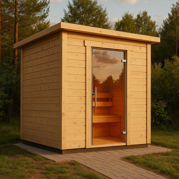 SaunaLife 4-Person Outdoor Traditional Cabin Sauna | Model G2