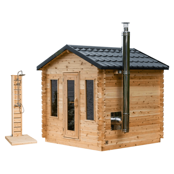 Outdoor 6-Person Georgian Cabin Sauna & Shower Combo