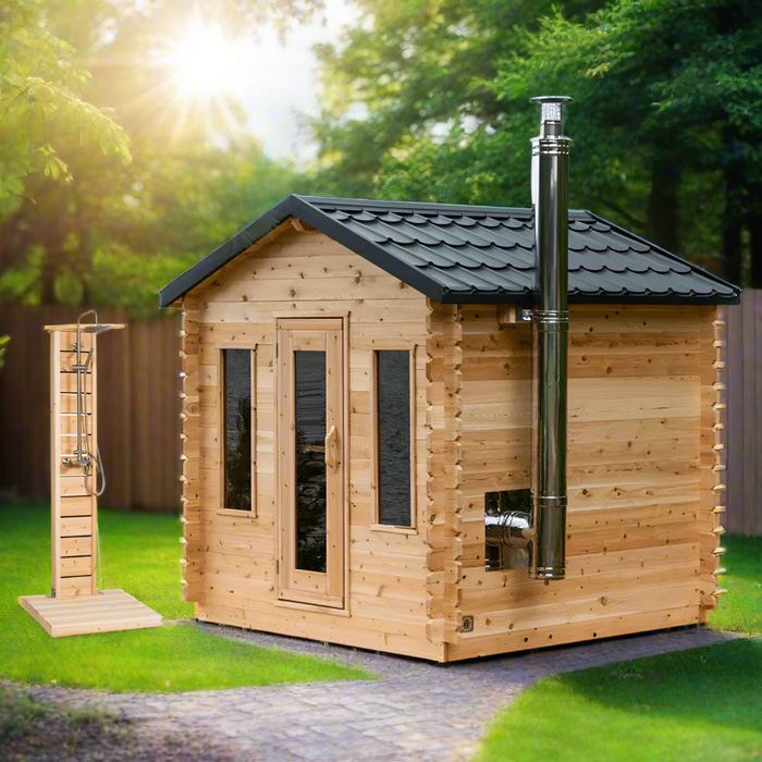 Outdoor 6-Person Georgian Cabin Sauna & Shower Combo