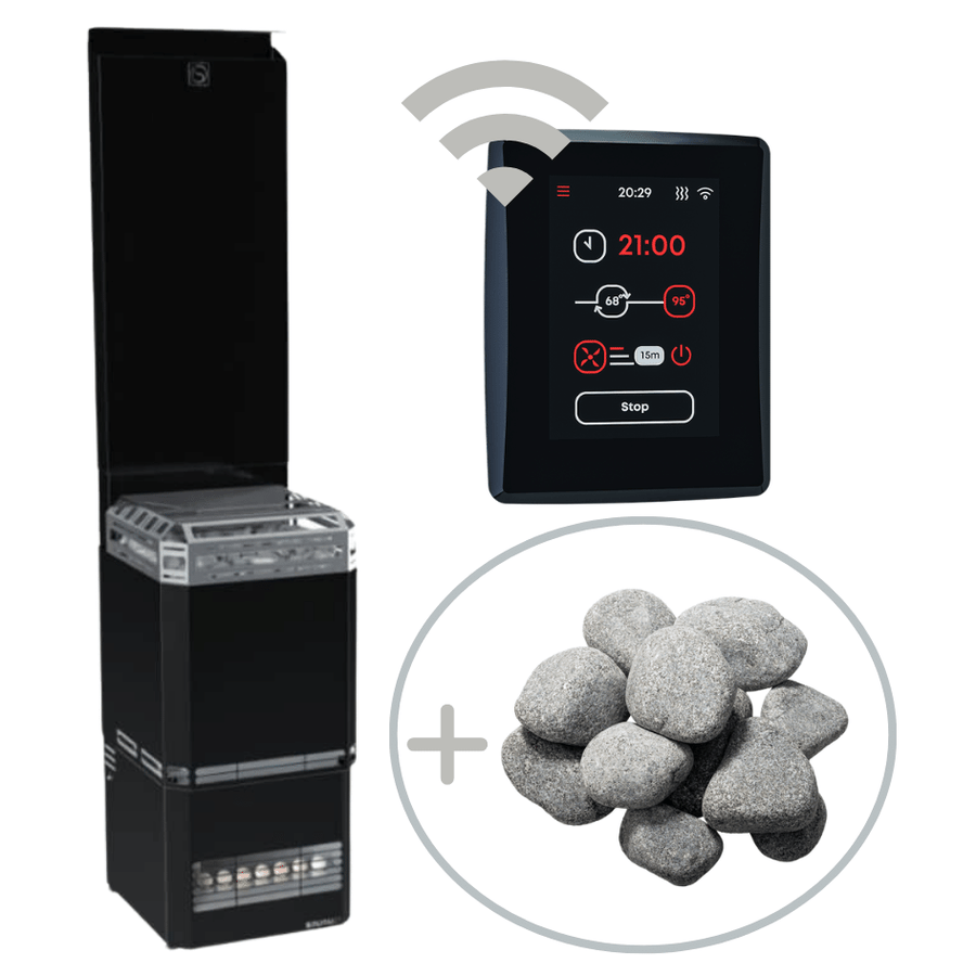 Saunum Air L Electric Sauna Heater Package w/ Climate Equalizer, Digital Controller & WiFi and Stones